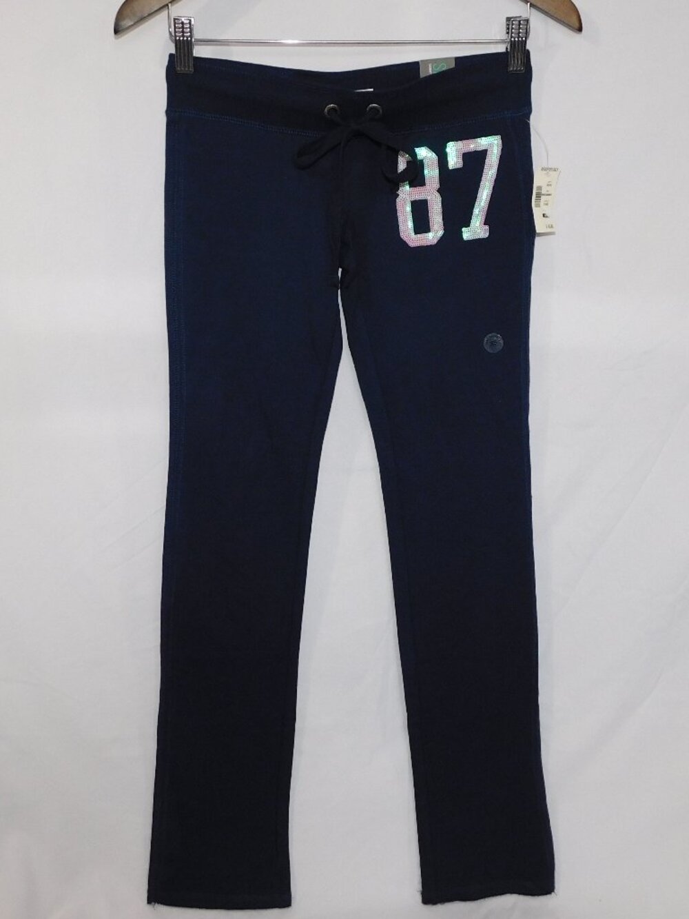 Aeropostale 87 Blue Skinny Straight Leg Sweatpants Joggers Womens XS NEW w Tag